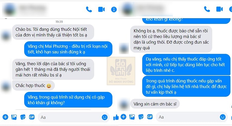 Phản hồi của người bệnh trên fanpage nhà thuốc Đỗ Minh Đường