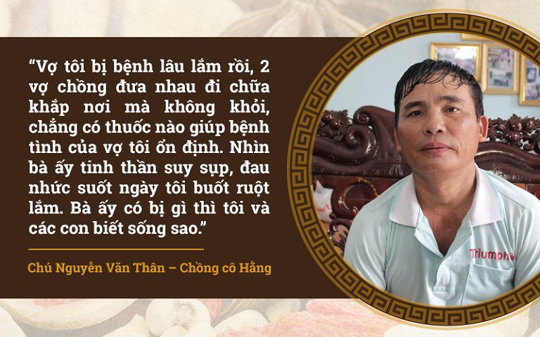 Chồng cô Hằng thương vợ 15 năm chịu đau đớn, chữa bệnh mãi không khỏi