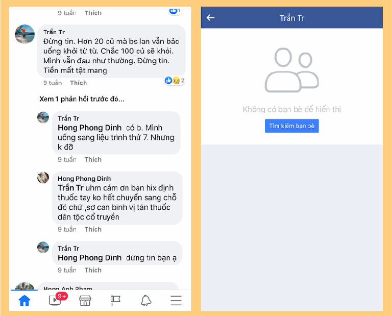 Tài khoản Trần Tr không có bất kỳ bạn bè nào trên facebook