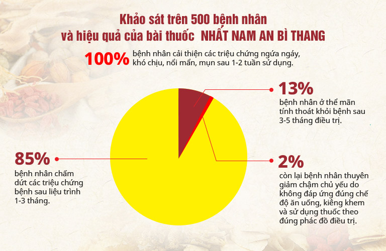 Kết quả khảo sát hiệu quả bài thuốc Nhất Nam An Bì Thang của Trung tâm Da liễu Đông y Việt Nam