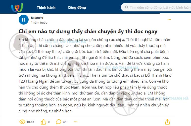 Phản hồi của khách hàng sau khi sử dụng bài thuốc điều trị giảm ham muốn nữ của bác sĩ Đỗ Thanh Hà